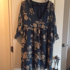 Blue and cream floral dress